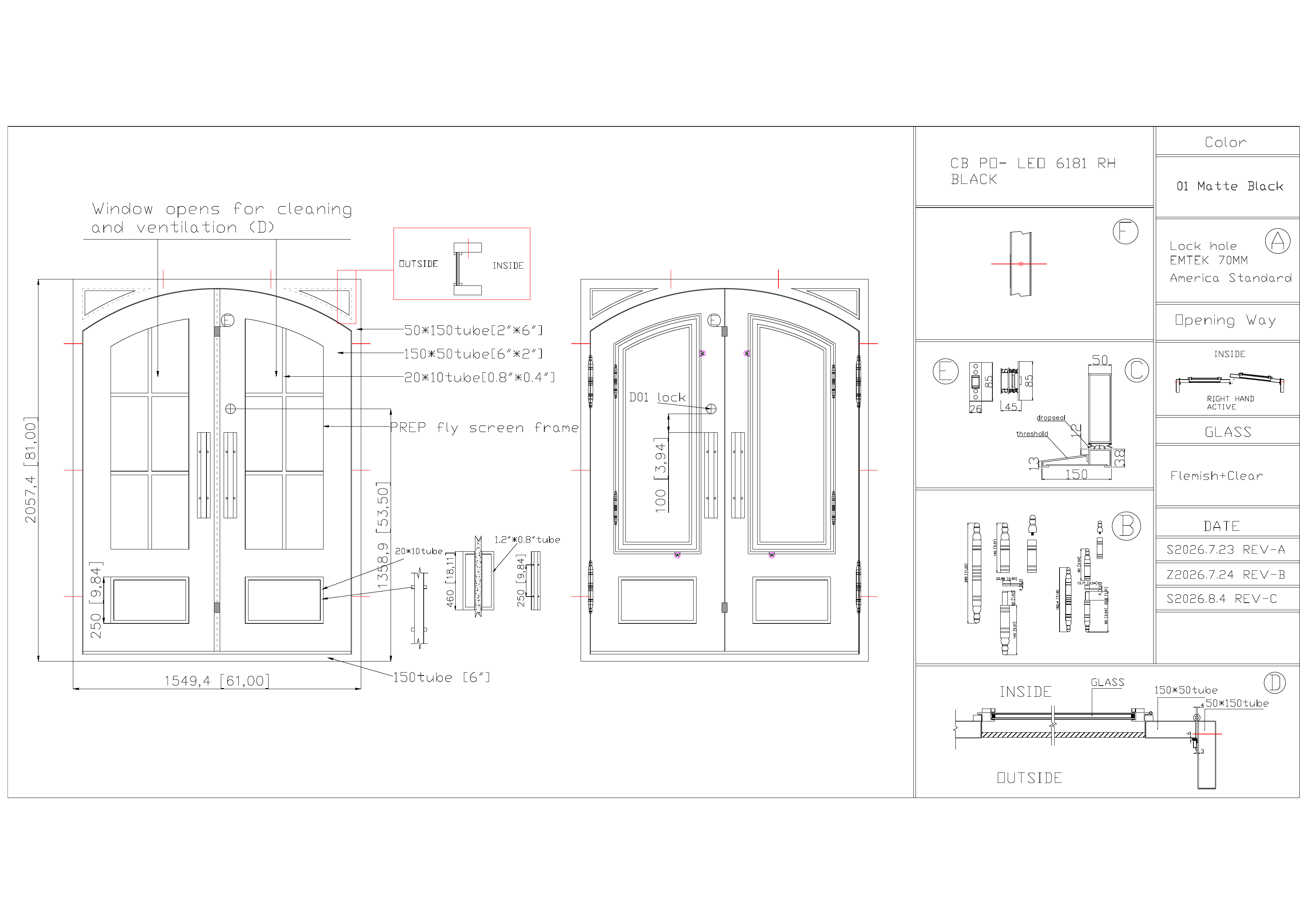 Leo 61 x 81 Right-Hand Active Double Iron Door - Matte black (Pre-Order)