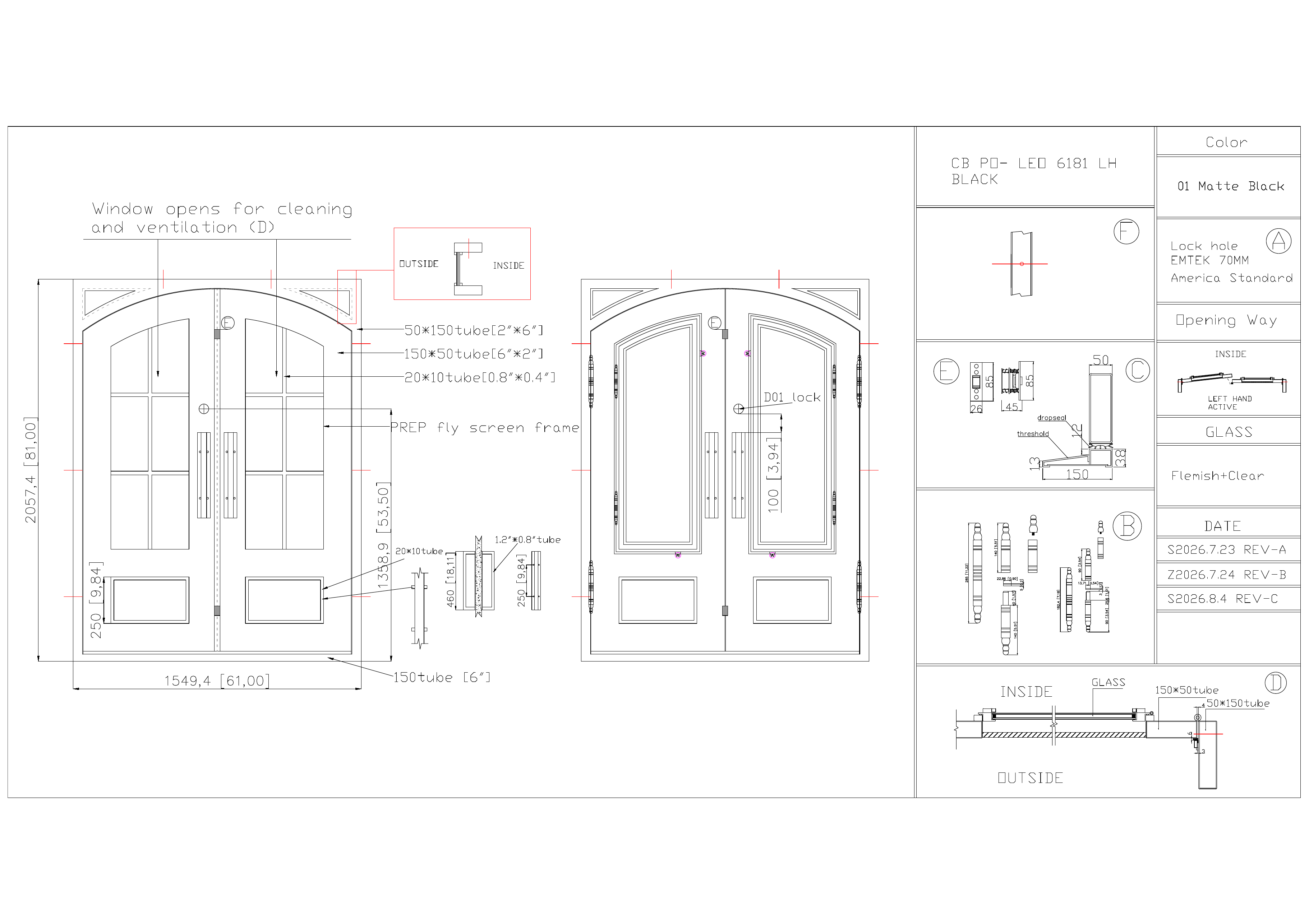 Leo 61 x 81 Left-Hand Active Double Iron Door - Matte black (Pre-Order)
